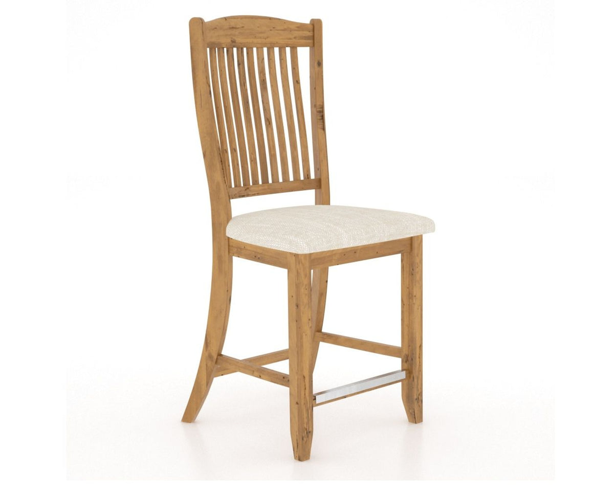 Canadel Champlain Upholstered Counter Stool 8232 in FT InsideOut® and 01 Honey Washed and Fixed Base, three-quarter view