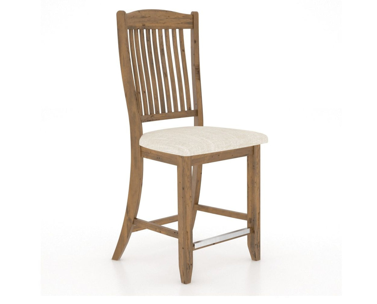 Canadel Champlain Upholstered Counter Stool 8232 in FT InsideOut® and 03 Oak Washed and Fixed Base, three-quarter view