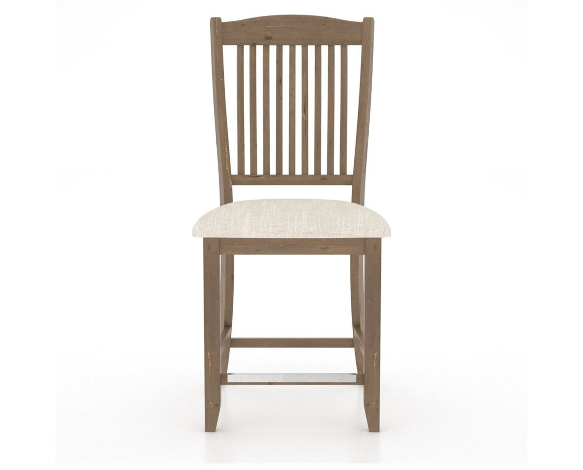 Canadel Champlain Upholstered Counter Stool 8232 in FT InsideOut® and 25 Pecan Washed and Fixed Base, front view