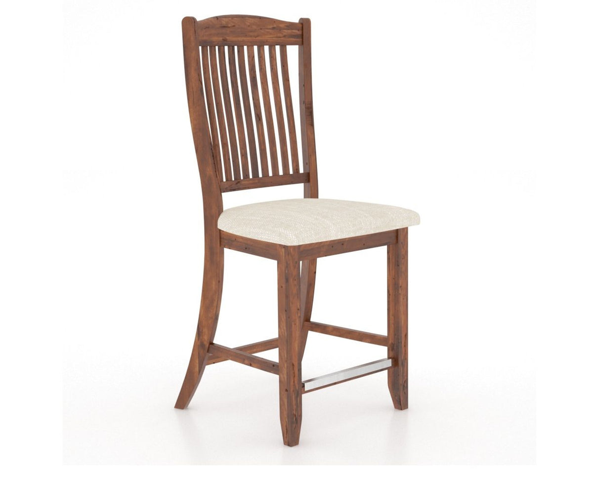Canadel Champlain Upholstered Counter Stool 8232 in FT InsideOut® and 33 Spice Washed and Fixed Base, three-quarter view