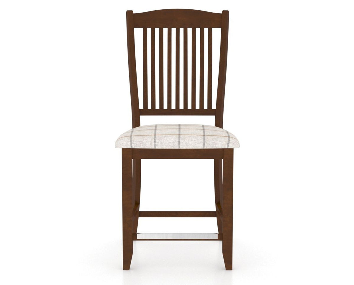 Canadel Upholstered Counter Stool 8232 in OZ Fabric and 19 Cognac Washed and Fixed Base, front view