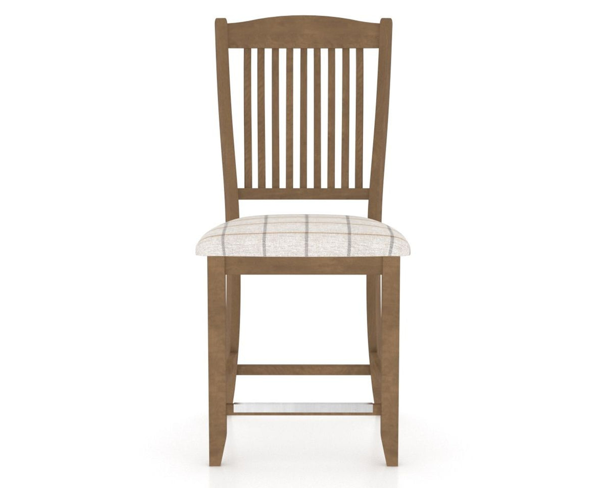 Canadel Upholstered Counter Stool 8232 in OZ Fabric and 25 Pecan Washed and Fixed Base, front view