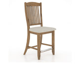 Canadel Champlain Upholstered Counter Stool 8232 in TB Fabric and 03 Oak Washed and Fixed Base, three-quarter view