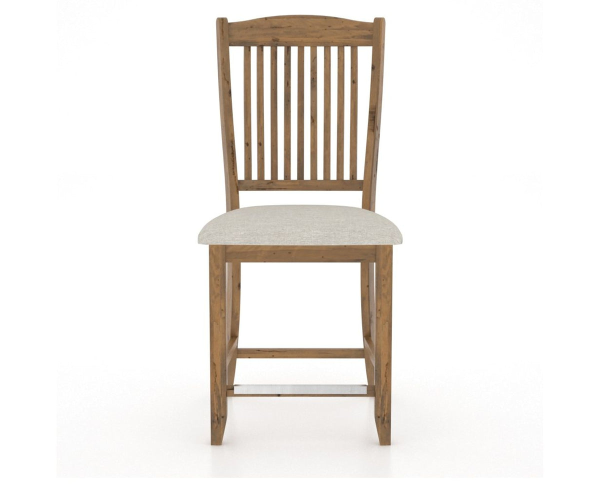 Canadel Champlain Upholstered Counter Stool 8232 in TB Fabric and 03 Oak Washed and Fixed Base, front view