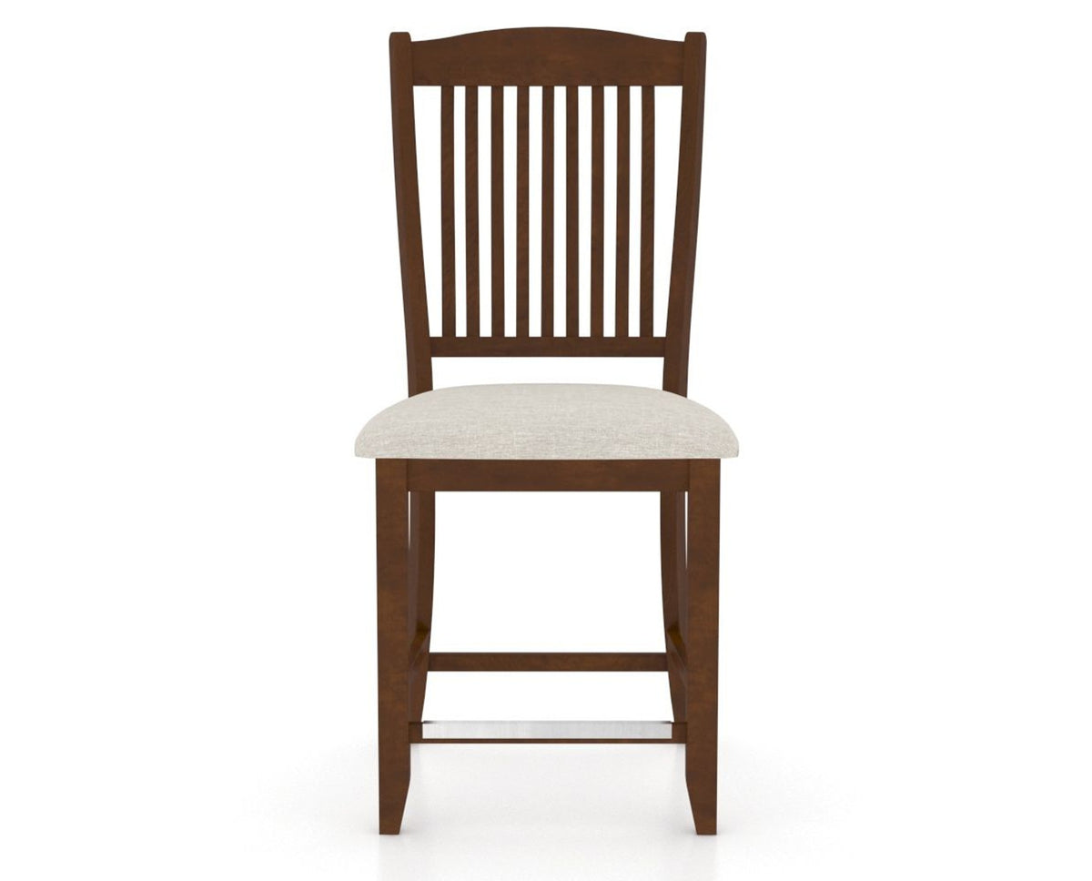 Canadel Upholstered Counter Stool 8232 in TB Fabric and 19 Cognac Washed and Fixed Base, front view