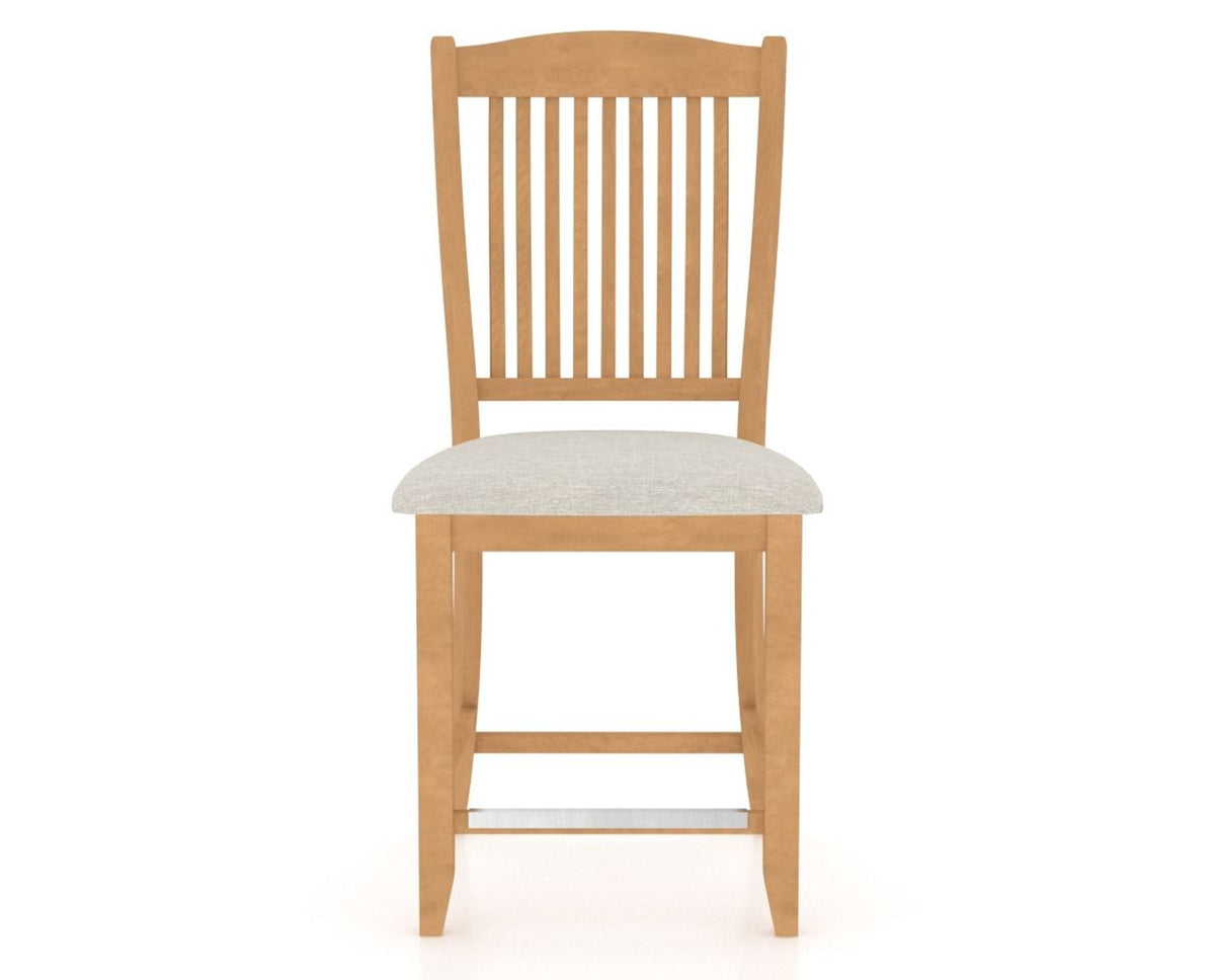 Canadel Upholstered Counter Stool 8232 in TB Fabric and 20 Caramel Washed and Fixed Base, front view
