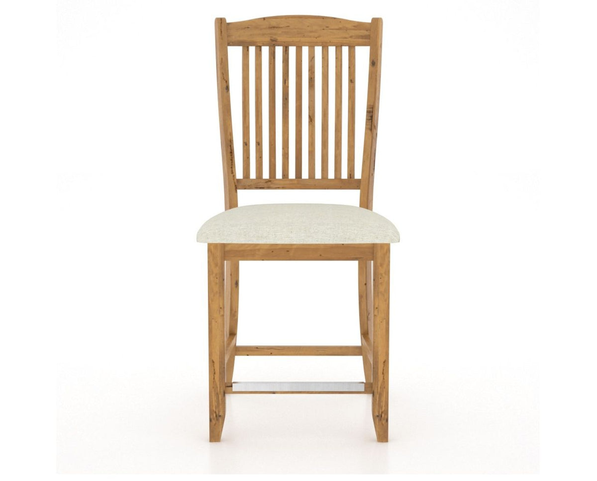 Canadel Champlain Upholstered Counter Stool 8232 in TW Fabric and 01 Honey Washed and Fixed Base, front view