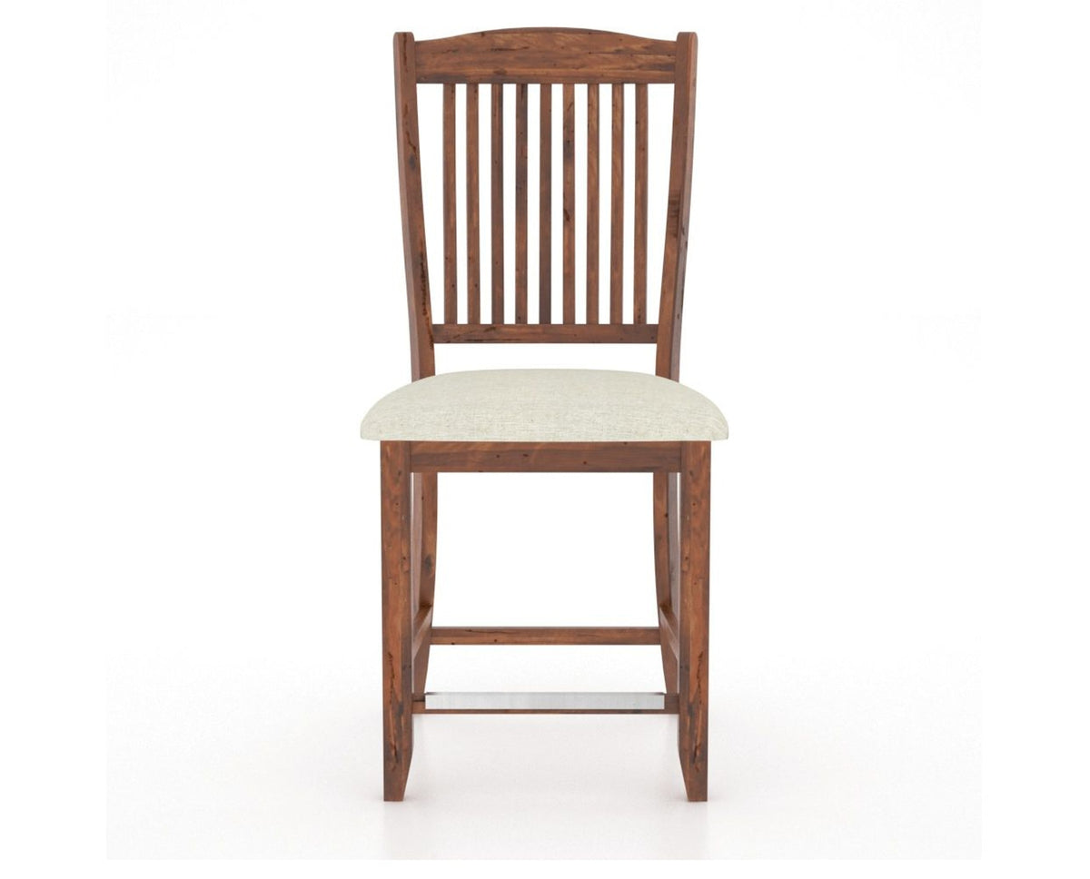 Canadel Champlain Upholstered Counter Stool 8232 in TW Fabric and 33 Spice Washed and Fixed Base, front view