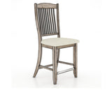 Canadel Champlain Upholstered Counter Stool 8232 in TW Fabric and 72 Heritage Nature and Fixed Base, three-quarter view