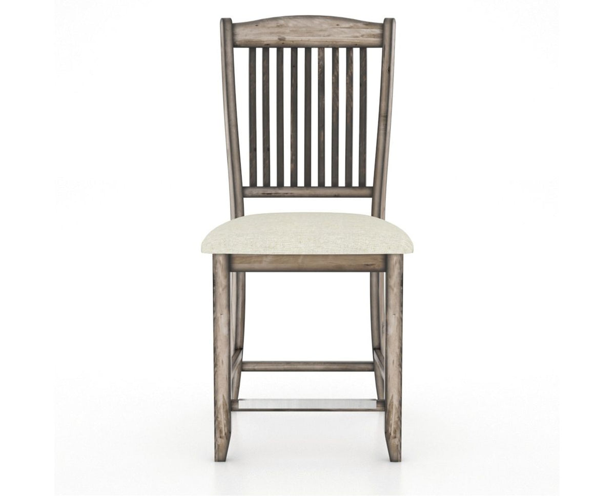 Canadel Champlain Upholstered Counter Stool 8232 in TW Fabric and 72 Heritage Nature and Fixed Base, front view
