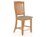Canadel Upholstered Counter Stool 8232 in XY Faux Leather and 01 Honey Washed and Fixed Base, three-quarter view
