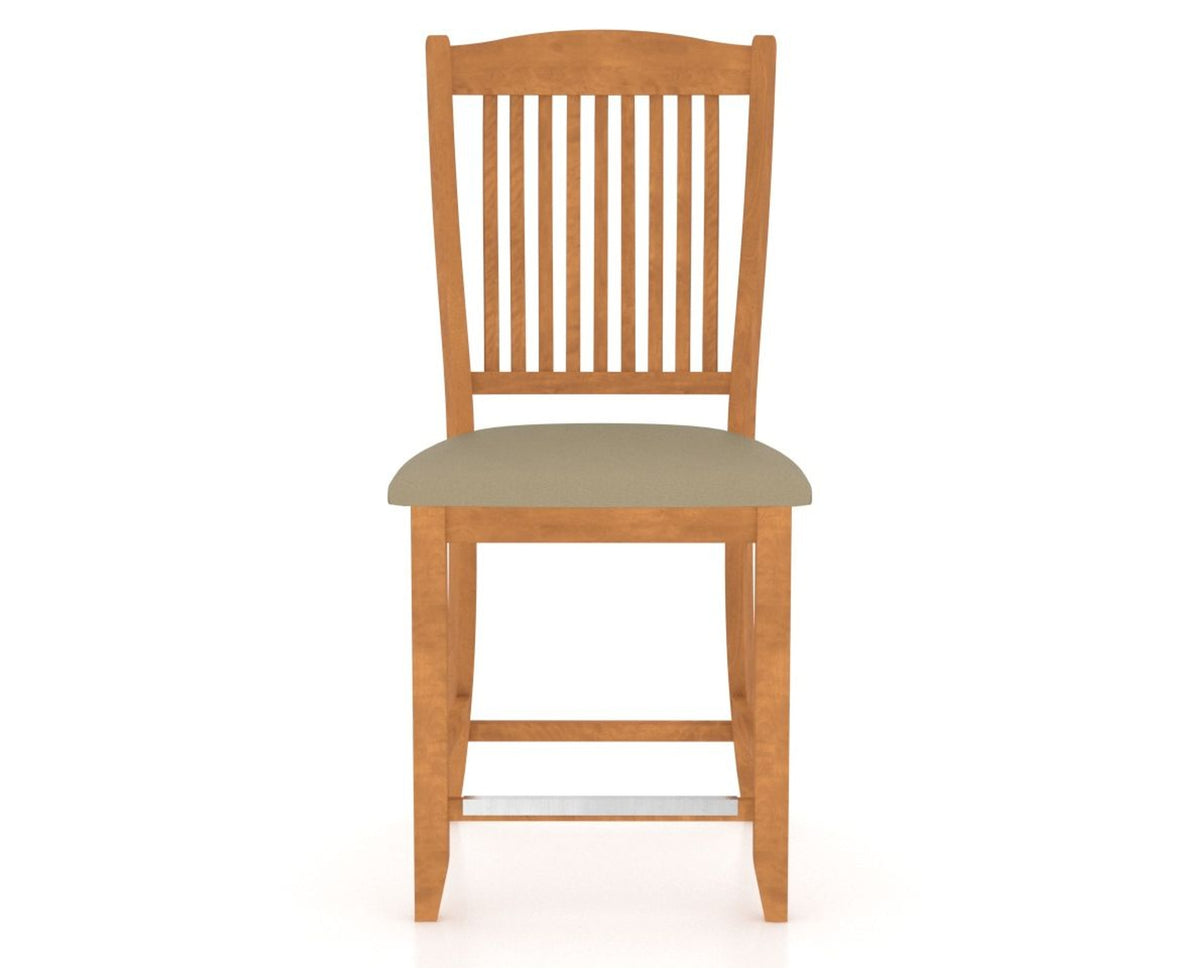 Canadel Upholstered Counter Stool 8232 in XY Faux Leather and 01 Honey Washed and Fixed Base, front view