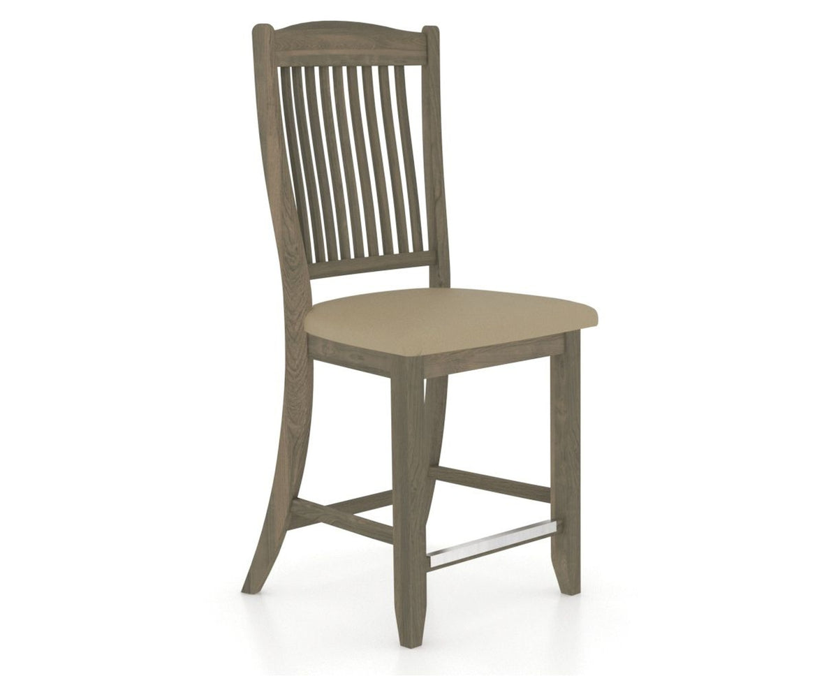 Canadel Upholstered Counter Stool 8232 in XY Faux Leather and 08 Shadow and Fixed Base, three-quarter view
