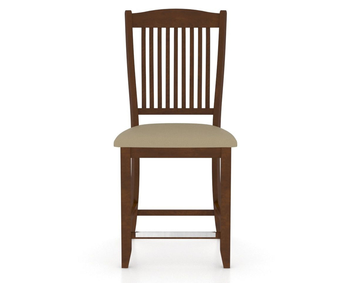 Canadel Upholstered Counter Stool 8232 in XY Faux Leather and 19 Cognac Washed and Fixed Base, front view