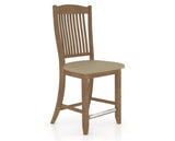 Canadel Upholstered Counter Stool 8232 in XY Faux Leather and 25 Pecan Washed and Fixed Base, three-quarter view