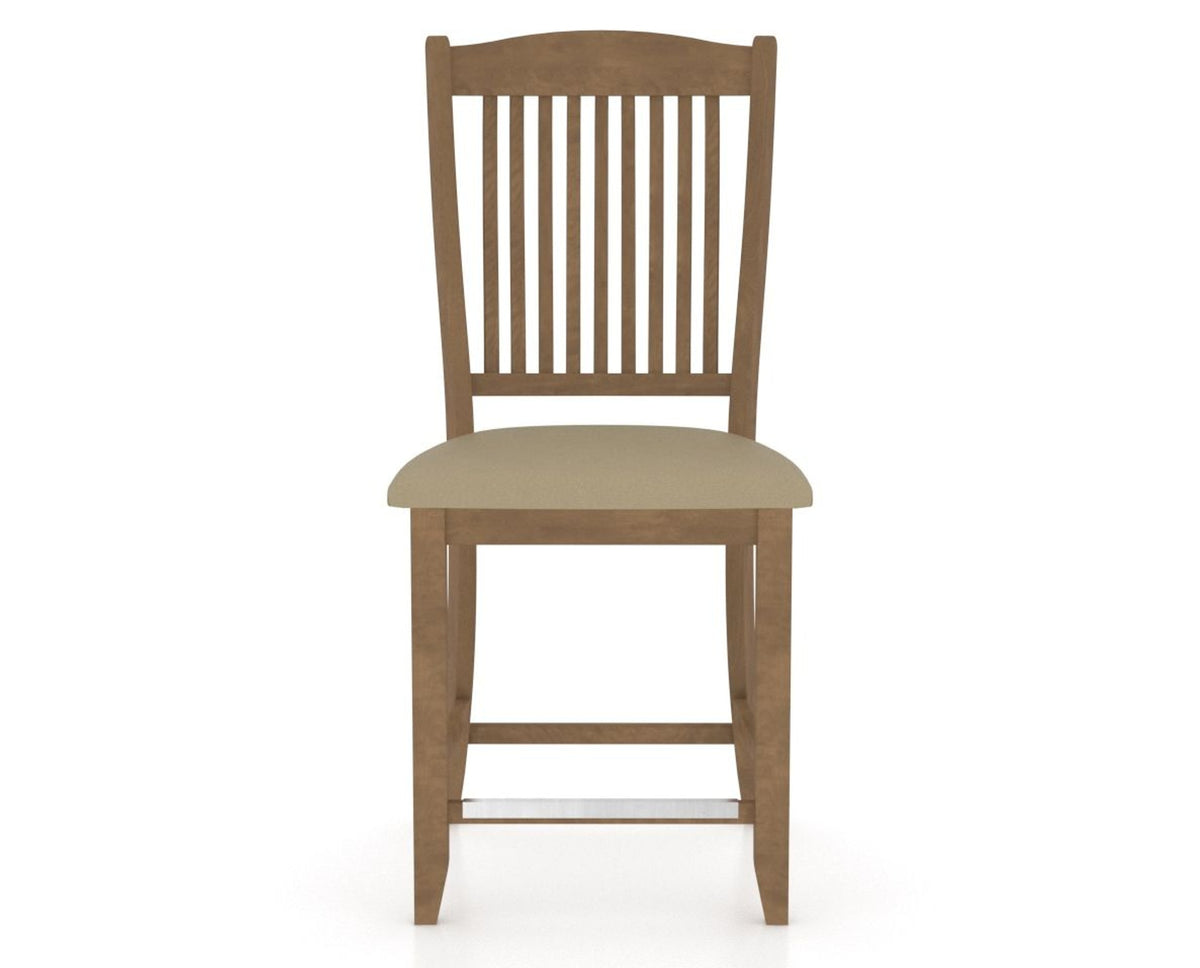 Canadel Upholstered Counter Stool 8232 in XY Faux Leather and 25 Pecan Washed and Fixed Base, front view
