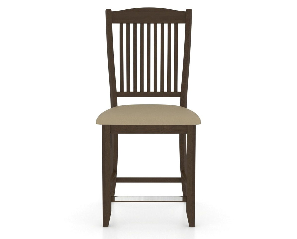 Canadel Upholstered Counter Stool 8232 in XY Faux Leather and 29 Hazelnut Washed and Fixed Base, front view