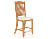 Canadel Upholstered Counter Stool 8232 in YJ Faux Leather and 01 Honey Washed and Fixed Base, three-quarter view