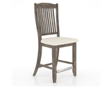 Canadel Champlain Upholstered Counter Stool 8232 in YJ Faux Leather and 08 Shadow and Fixed Base, three-quarter view