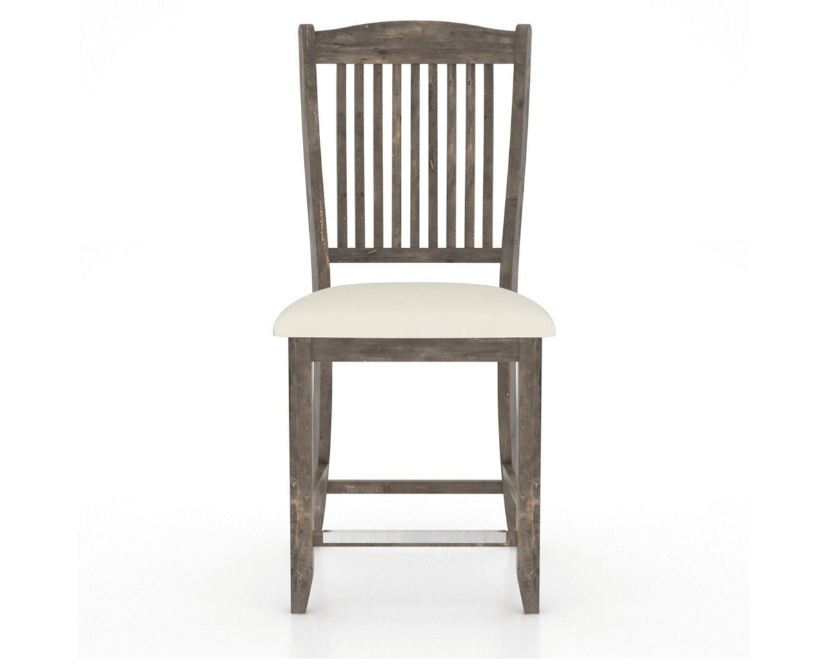 Canadel Champlain Upholstered Counter Stool 8232 in YJ Faux Leather and 08 Shadow and Fixed Base, front view