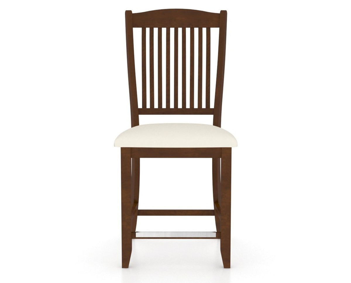 Canadel Upholstered Counter Stool 8232 in YJ Faux Leather and 19 Cognac Washed and Fixed Base, front view