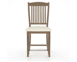 Canadel Champlain Upholstered Counter Stool 8232 in YJ Faux Leather and 25 Pecan Washed and Fixed Base, front view