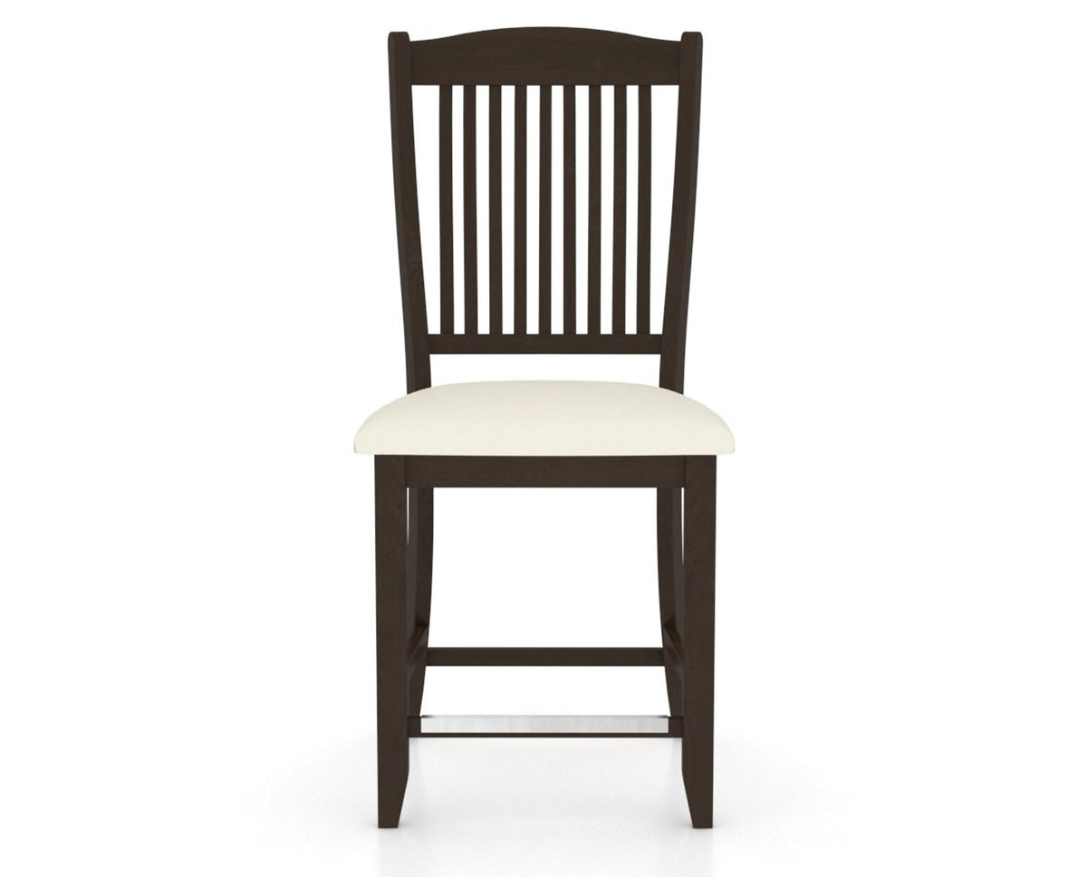 Canadel Upholstered Counter Stool 8232 in YJ Faux Leather and 59 Davy's Grey and Fixed Base, front view