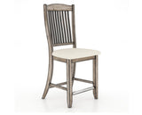 Canadel Champlain Upholstered Counter Stool 8232 in YJ Faux Leather and 72 Heritage Nature and Fixed Base, three-quarter view