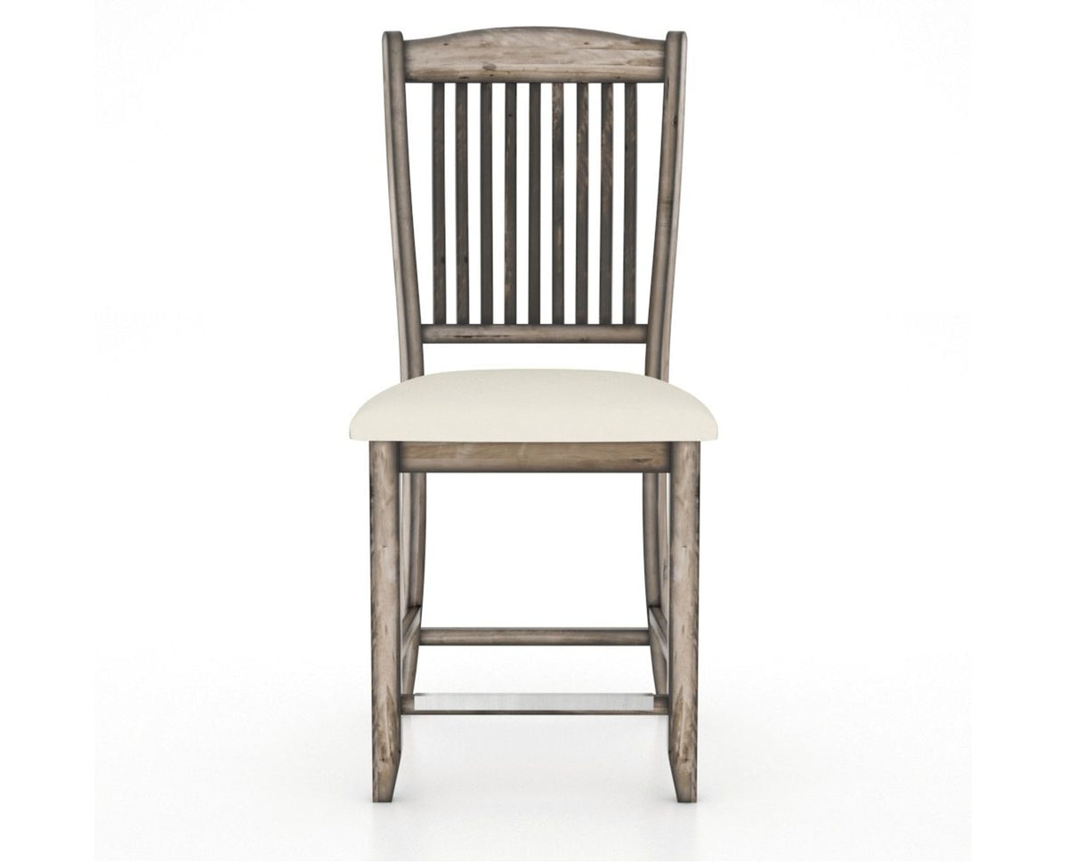 Canadel Champlain Upholstered Counter Stool 8232 in YJ Faux Leather and 72 Heritage Nature and Fixed Base, front view