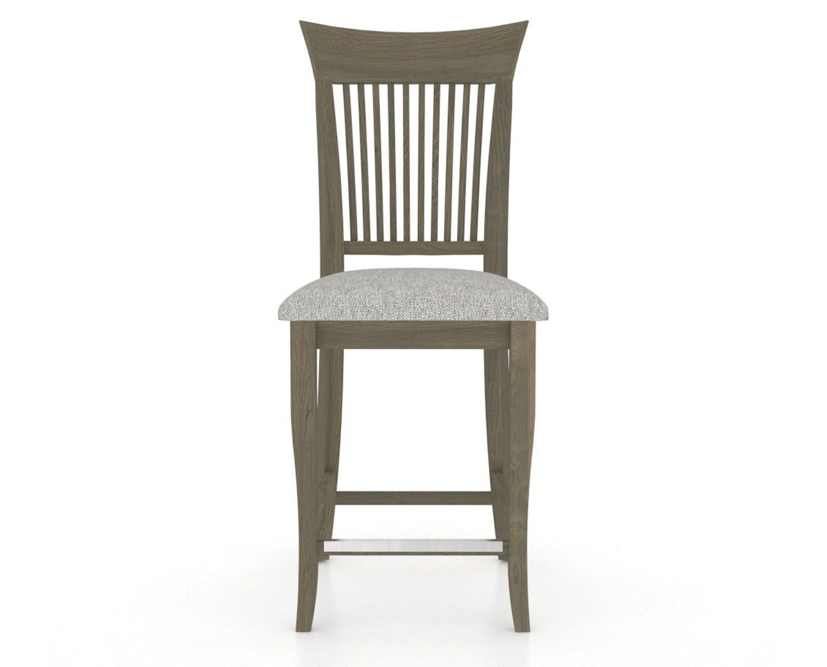 Canadel Upholstered Counter Stool 8270 in 7C Fabric and 08 Shadow and Fixed Base, front view
