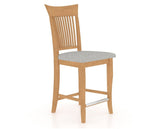 Canadel Upholstered Counter Stool 8270 in 7C Fabric and 20 Caramel Washed and Fixed Base, three-quarter view