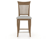 Canadel Upholstered Counter Stool 8270 in 7C Fabric and 25 Pecan Washed and Fixed Base, front view