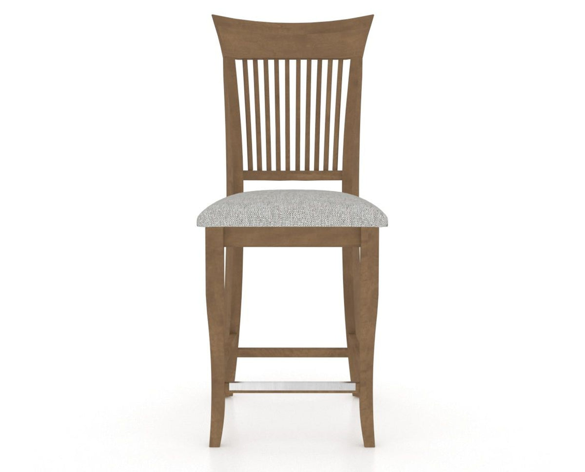 Canadel Upholstered Counter Stool 8270 in 7C Fabric and 25 Pecan Washed and Fixed Base, front view