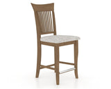 Canadel Upholstered Counter Stool 8270 in FP Crypton® and 25 Pecan Washed and Fixed Base, three-quarter view