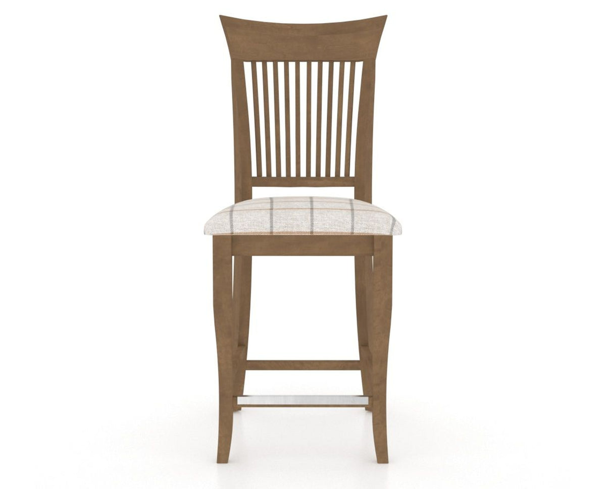 Canadel Upholstered Counter Stool 8270 in OZ Fabric and 25 Pecan Washed and Fixed Base, front view