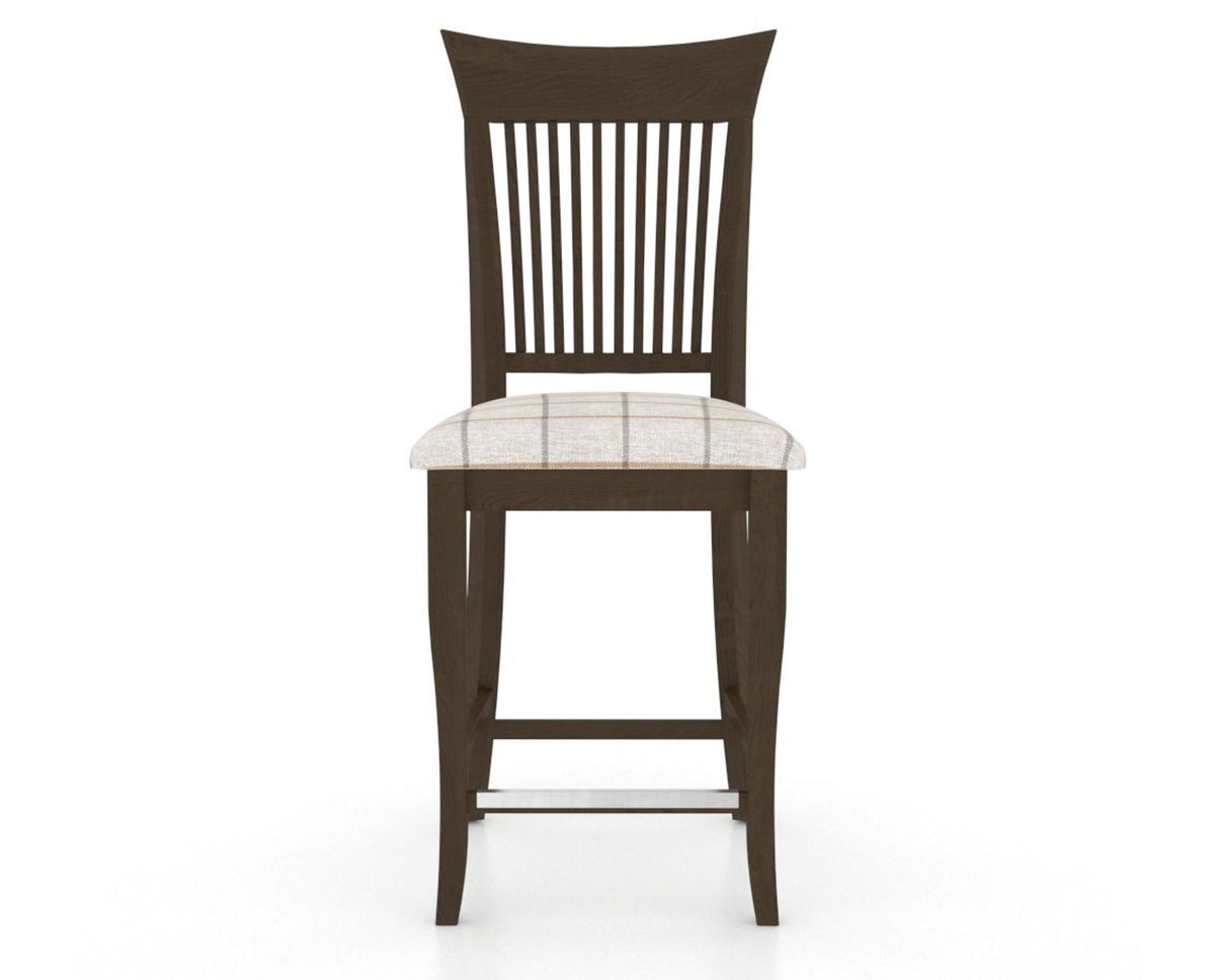 Canadel Upholstered Counter Stool 8270 in OZ Fabric and 29 Hazelnut Washed and Fixed Base, front view