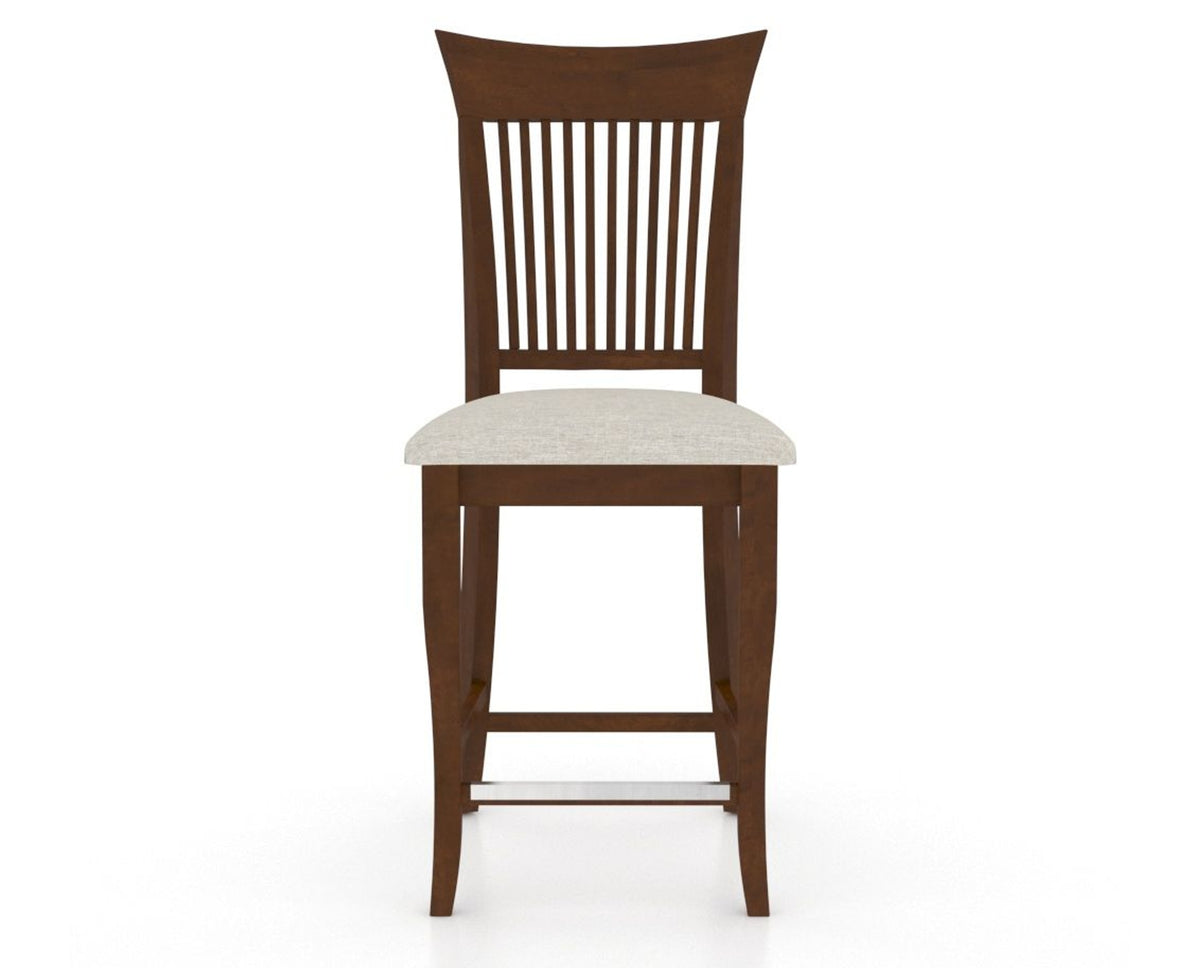 Canadel Upholstered Counter Stool 8270 in TB Fabric and 19 Cognac Washed and Fixed Base, front view