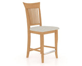 Canadel Upholstered Counter Stool 8270 in TB Fabric and 20 Caramel Washed and Fixed Base, three-quarter view