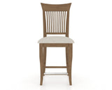 Canadel Upholstered Counter Stool 8270 in TB Fabric and 25 Pecan Washed and Fixed Base, front view