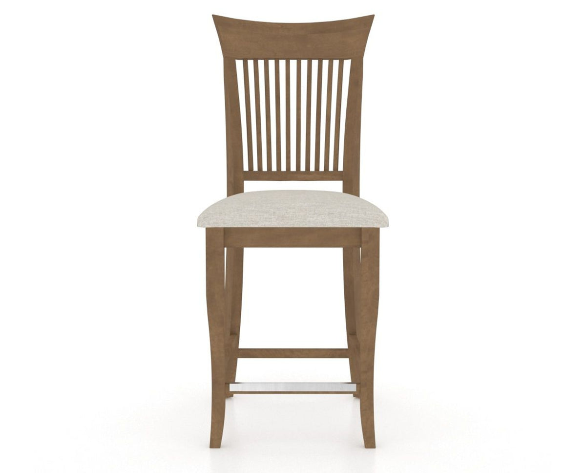 Canadel Upholstered Counter Stool 8270 in TB Fabric and 25 Pecan Washed and Fixed Base, front view