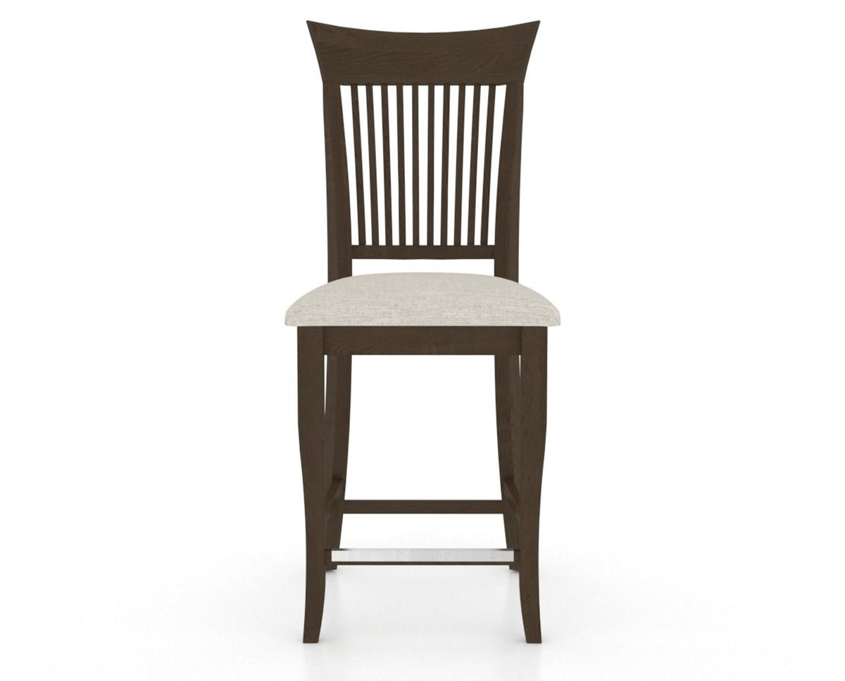 Canadel Upholstered Counter Stool 8270 in TB Fabric and 29 Hazelnut Washed and Fixed Base, front view
