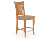 Canadel Upholstered Counter Stool 8270 in XY Faux Leather and 01 Honey Washed and Fixed Base, three-quarter view
