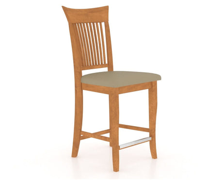 Canadel Upholstered Counter Stool 8270 in XY Faux Leather and 01 Honey Washed and Fixed Base, three-quarter view
