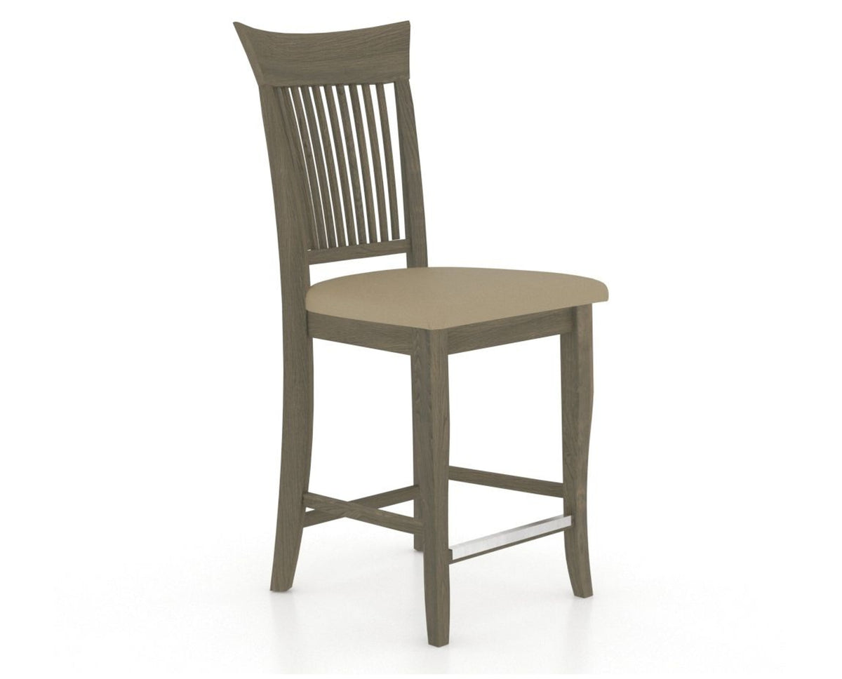 Canadel Upholstered Counter Stool 8270 in XY Faux Leather and 08 Shadow and Fixed Base, three-quarter view