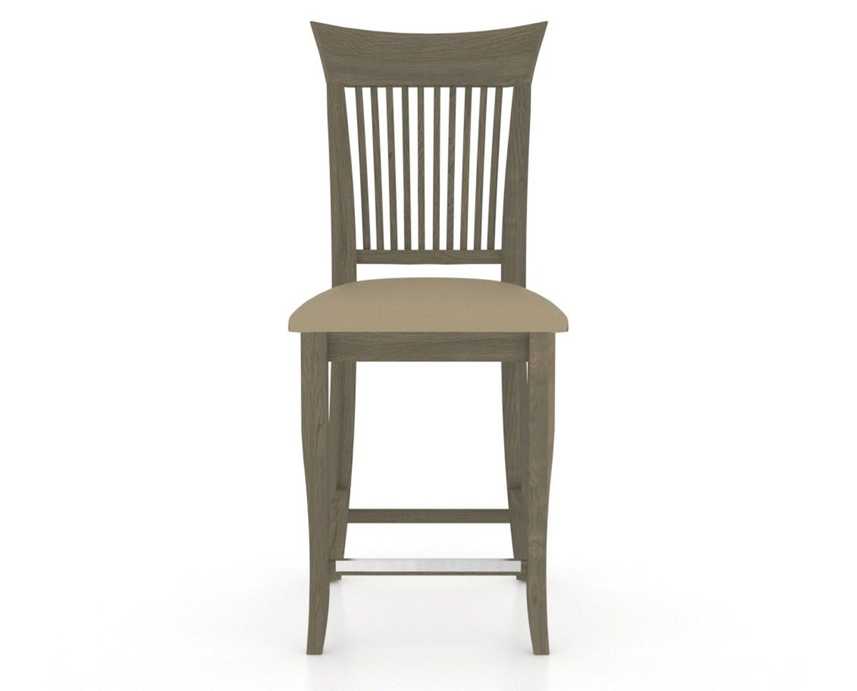 Canadel Upholstered Counter Stool 8270 in XY Faux Leather and 08 Shadow and Fixed Base, front view