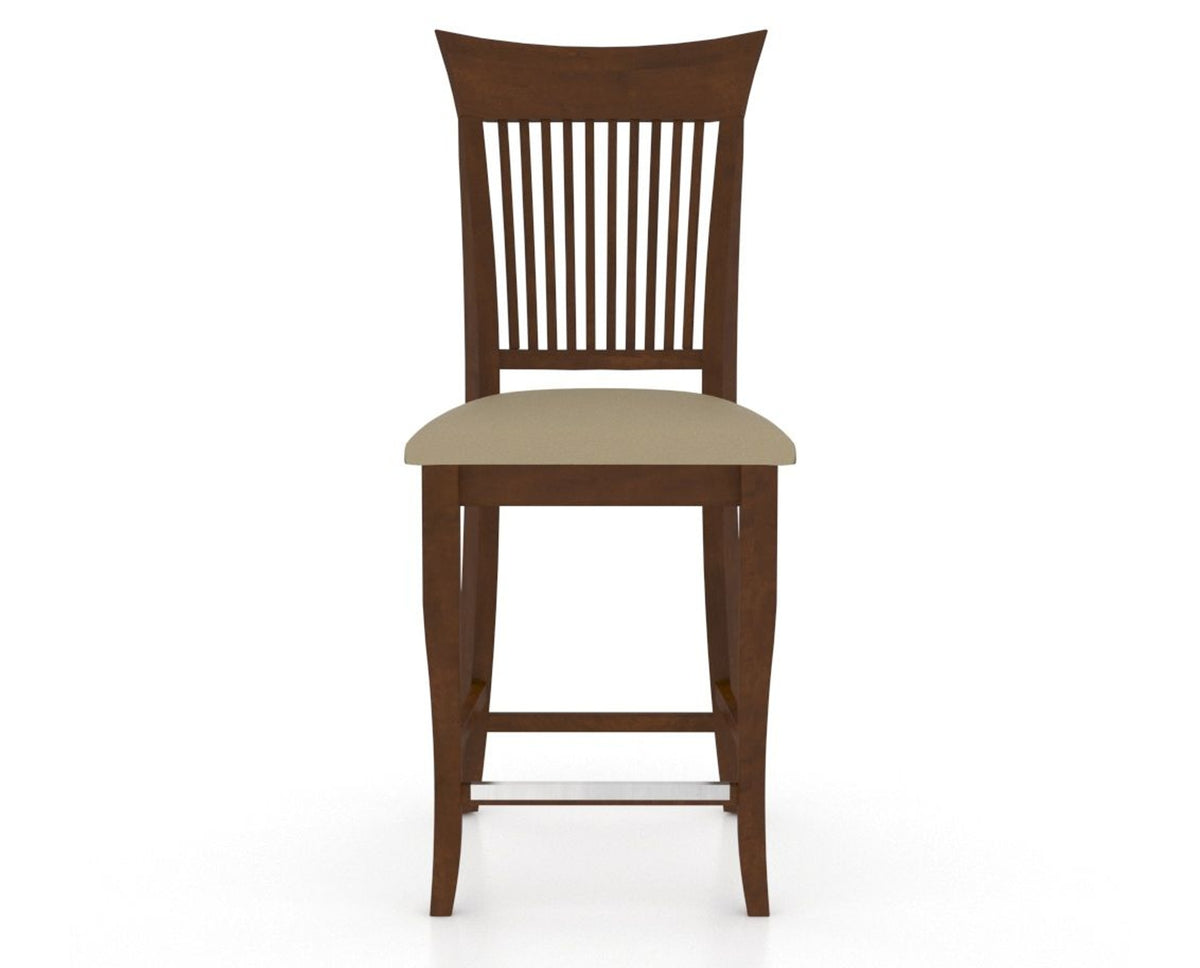 Canadel Upholstered Counter Stool 8270 in XY Faux Leather and 19 Cognac Washed and Fixed Base, front view