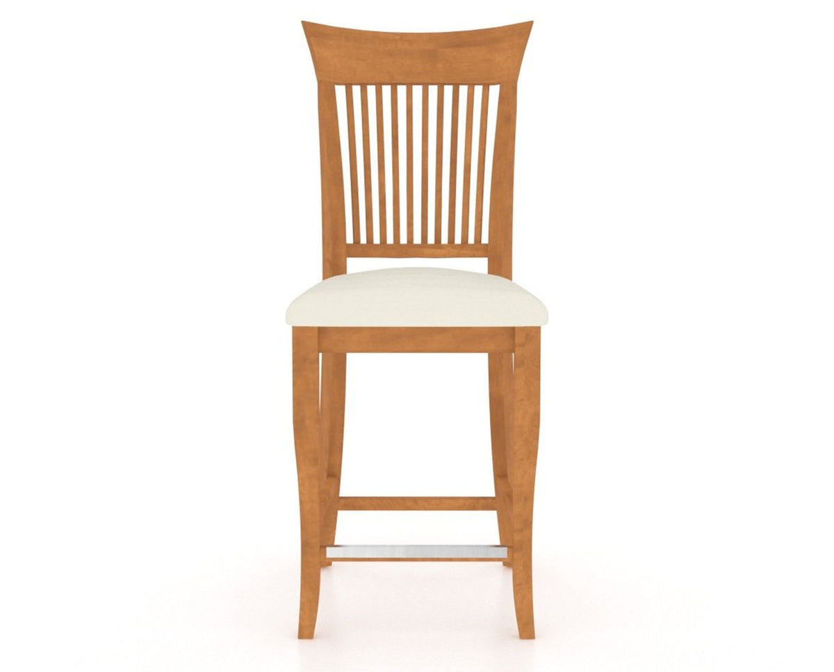Canadel Upholstered Counter Stool 8270 in YJ Faux Leather and 01 Honey Washed and Fixed Base, front view