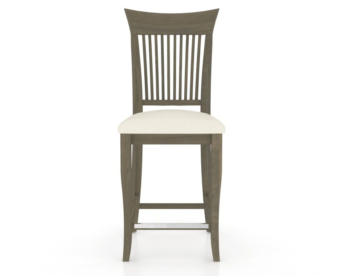 Canadel Upholstered Counter Stool 8270 in YJ Faux Leather and 08 Shadow and Fixed Base, front view