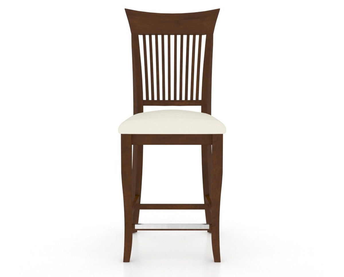 Canadel Upholstered Counter Stool 8270 in YJ Faux Leather and 19 Cognac Washed and Fixed Base, front view
