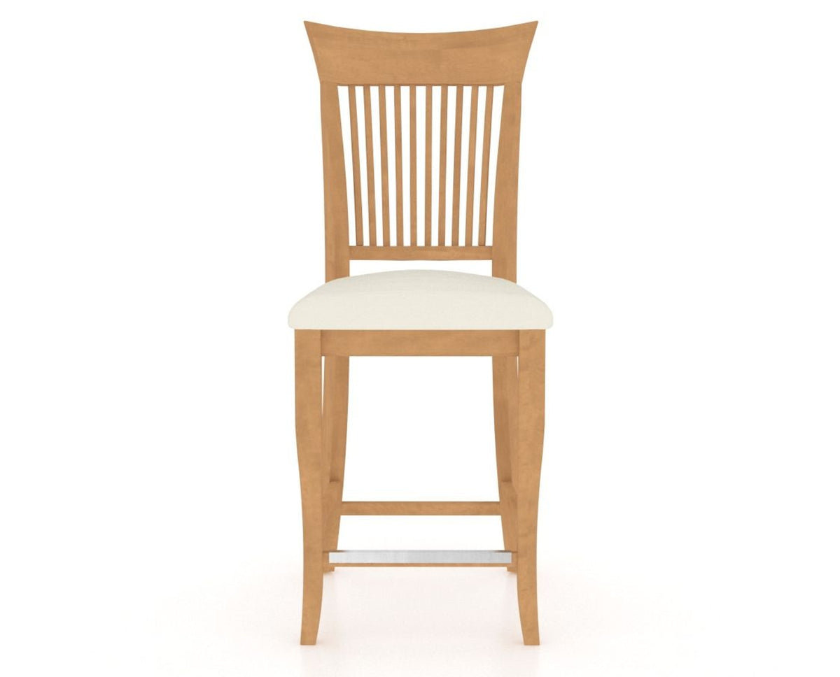 Canadel Upholstered Counter Stool 8270 in YJ Faux Leather and 20 Caramel Washed and Fixed Base, front view
